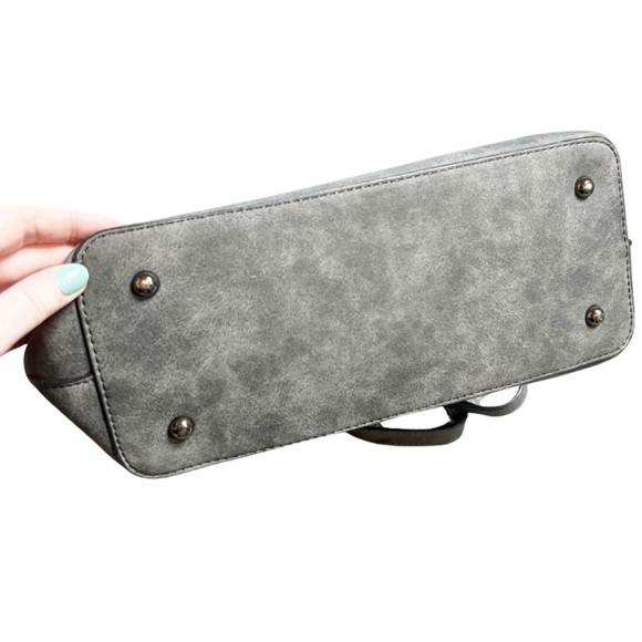 Grey Charming Charlie Large Double Handle Tote Bag Silver Beaded Detail Purse - Picture 12 of 16